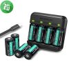 RAVPower CR123A Charger Rechargeable Battery Lithium 700mAh 8-pack